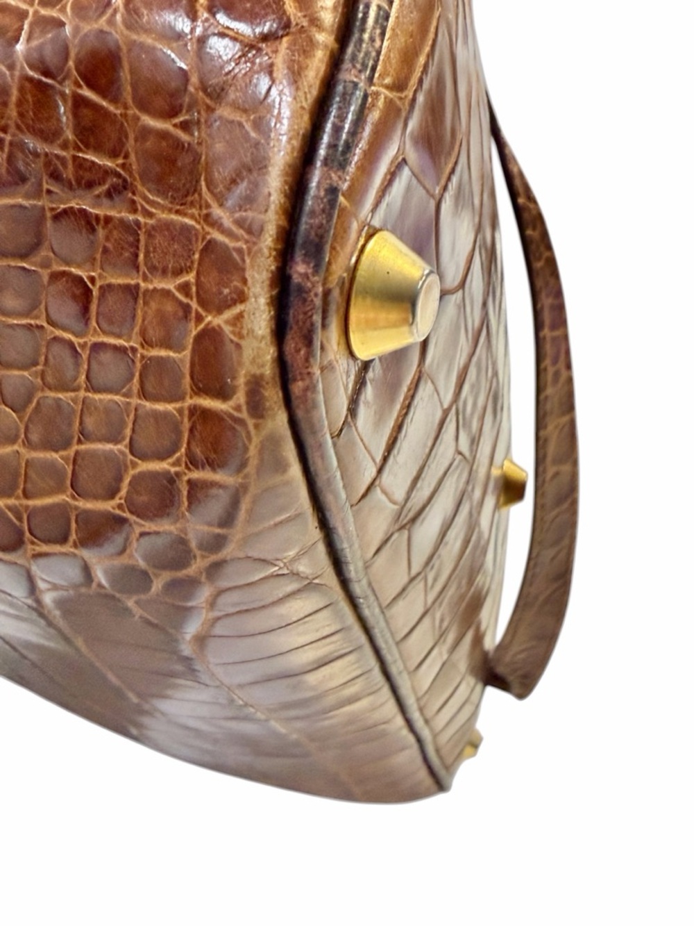 Brown Crocodile Leather Top-Handle Bag with Shoulder Strap Made in Italy 🇮🇹 - Picture 11 of 15